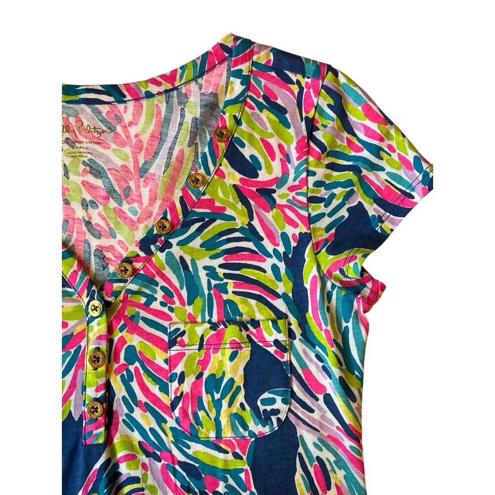 LILLY PULITZER Palmira Dress Indigo Palm Reader Preppy Resort Beach Womens Small - Picture 3 of 10